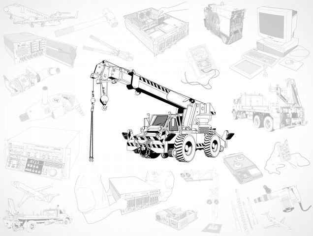Crane Drill Server Computer Truck Airplane Stock Vector EPS Crane Drill Server Computer Truck Airplane Stock Vector EPS