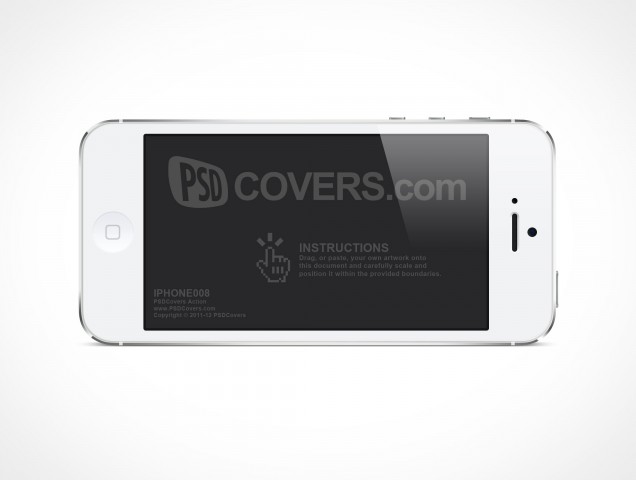White iPhone5 Landscape PSD Mockup Cover Action White iPhone5 Landscape PSD Mockup Cover Action