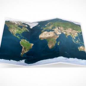PSD Mockup 3 Panel Tri Fold Brochure globe