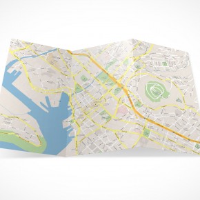PSD Mockup 3 Panel Tri Fold Brochure map