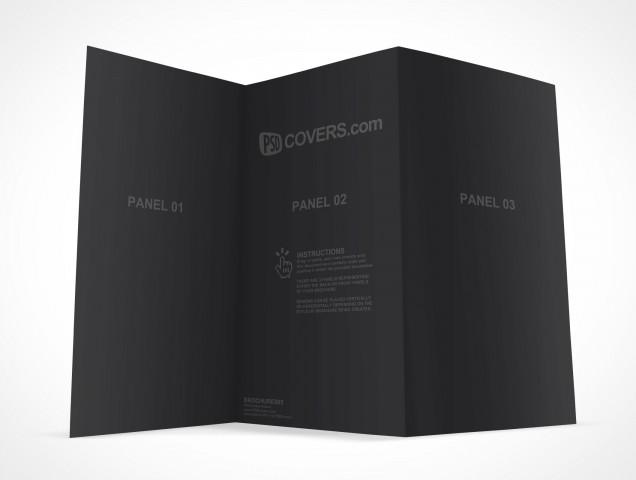 PSD Mockup 3 Panel Tri Fold Brochure Horizontal Flyer Leaflet 13x8.5