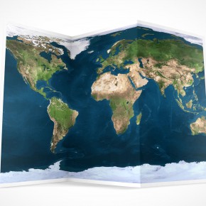 PSD Mockup 3 Panel Tri Fold Brochure globe