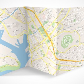 PSD Mockup 3 Panel Tri Fold Brochure map