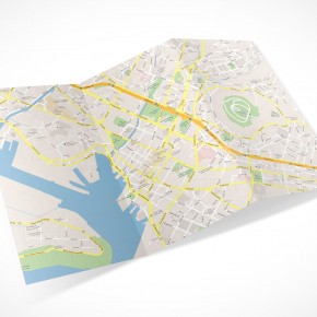 PSD Mockup 3 Panel Tri Fold Brochure map