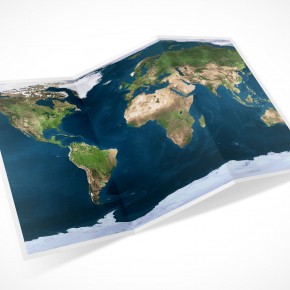 PSD Mockup 3 Panel Tri Fold Brochure globe