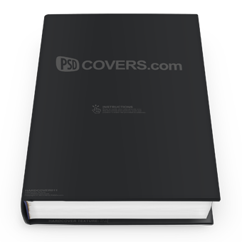 PSD Mockup hardcover laying on flat surface